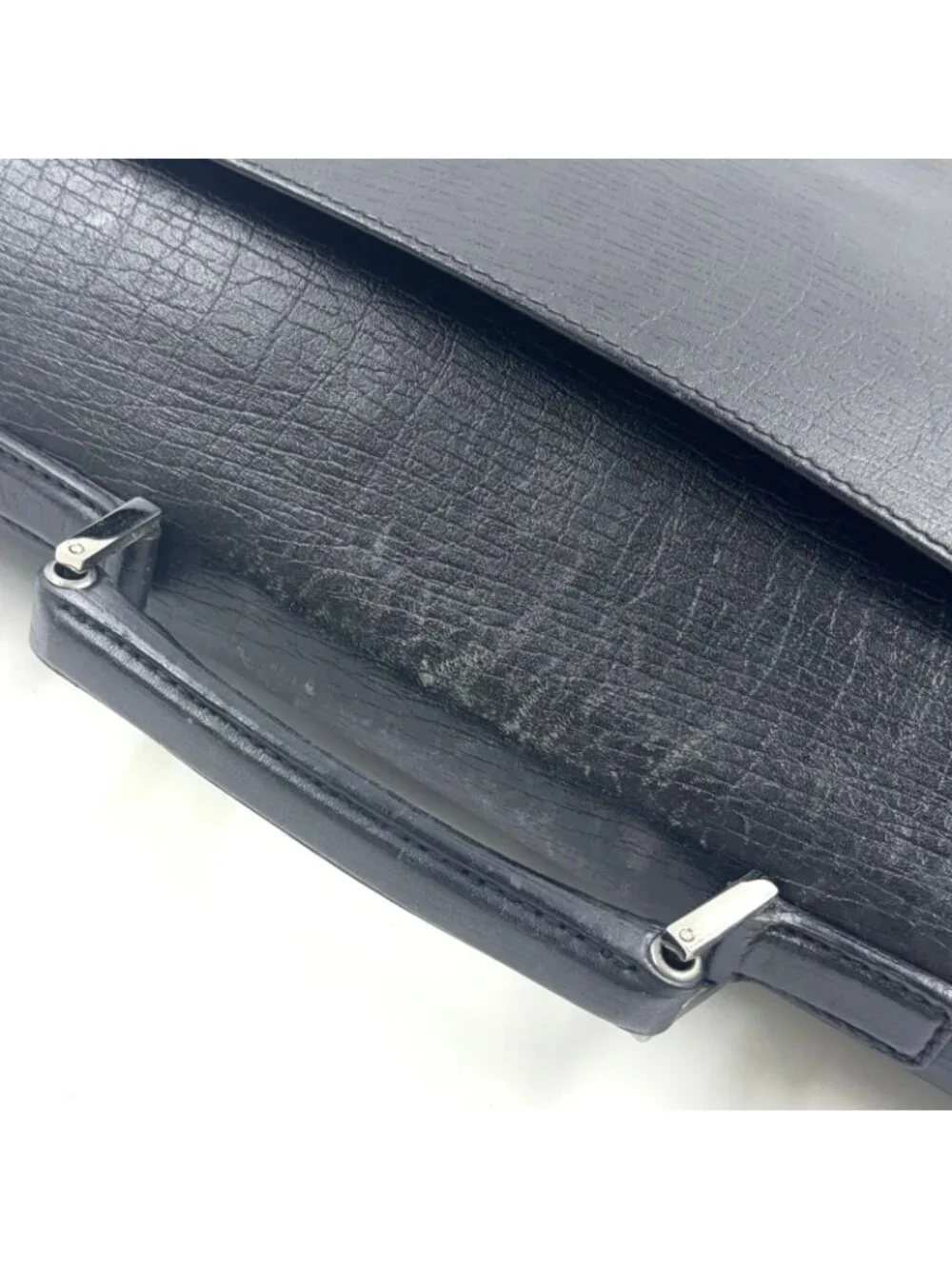 Gucci Guccissima Leather Black Business Bag Silver
